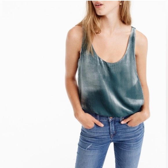 NWT J. Crew Ultraluxe Velvet Tank in Gentle Sea - Picture 1 of 9